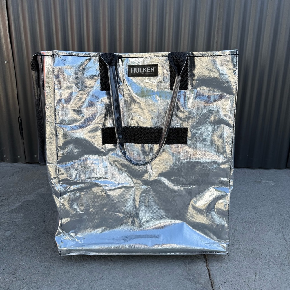 Hulken Silver Chrome Black Large Rolling Tote Bag Used